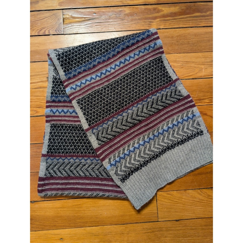 Gap Folk Fair Isle Scarf Unisex OS Grey Flannel Lambswool Blend Holiday 2015